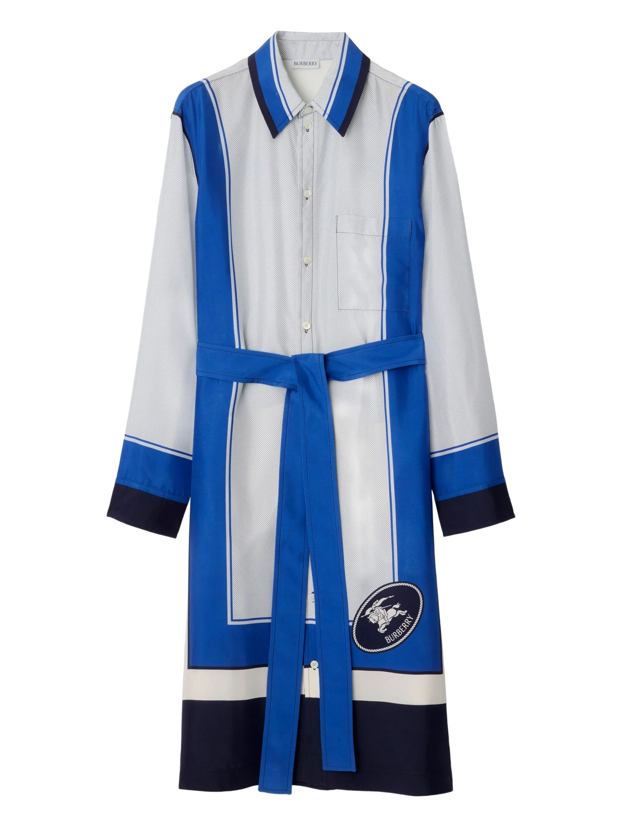 

Шелковое платье-рубашка Burberry, белый