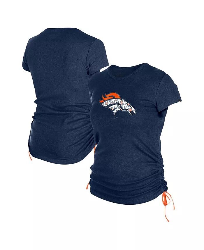 

Женская темно-синяя футболка Denver Broncos с рюшами по бокам New Era