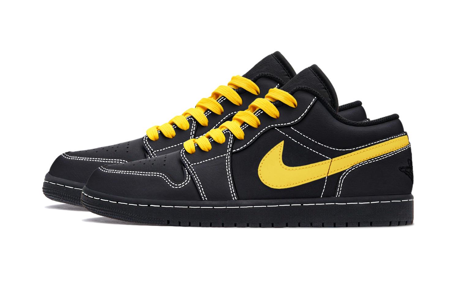 Jordan Air 1 Black Yellow AJ Cushioning, Wear Resistant Low top Vintage Basketball Shoes Men's Yellow Black — фото 4