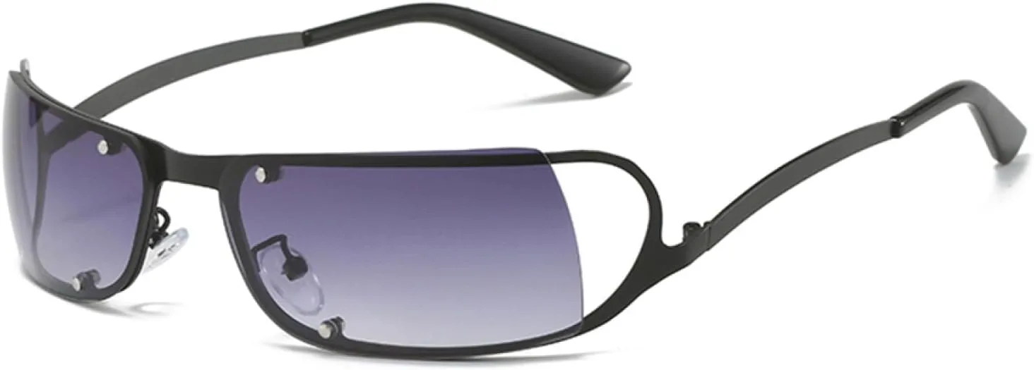 

Модные солнцезащитные очки без оправы для женщин и мужчин, футуристические солнцезащитные очки, стильные панк-очки, прямоугольные спортивные очки WNCKSQ, C1