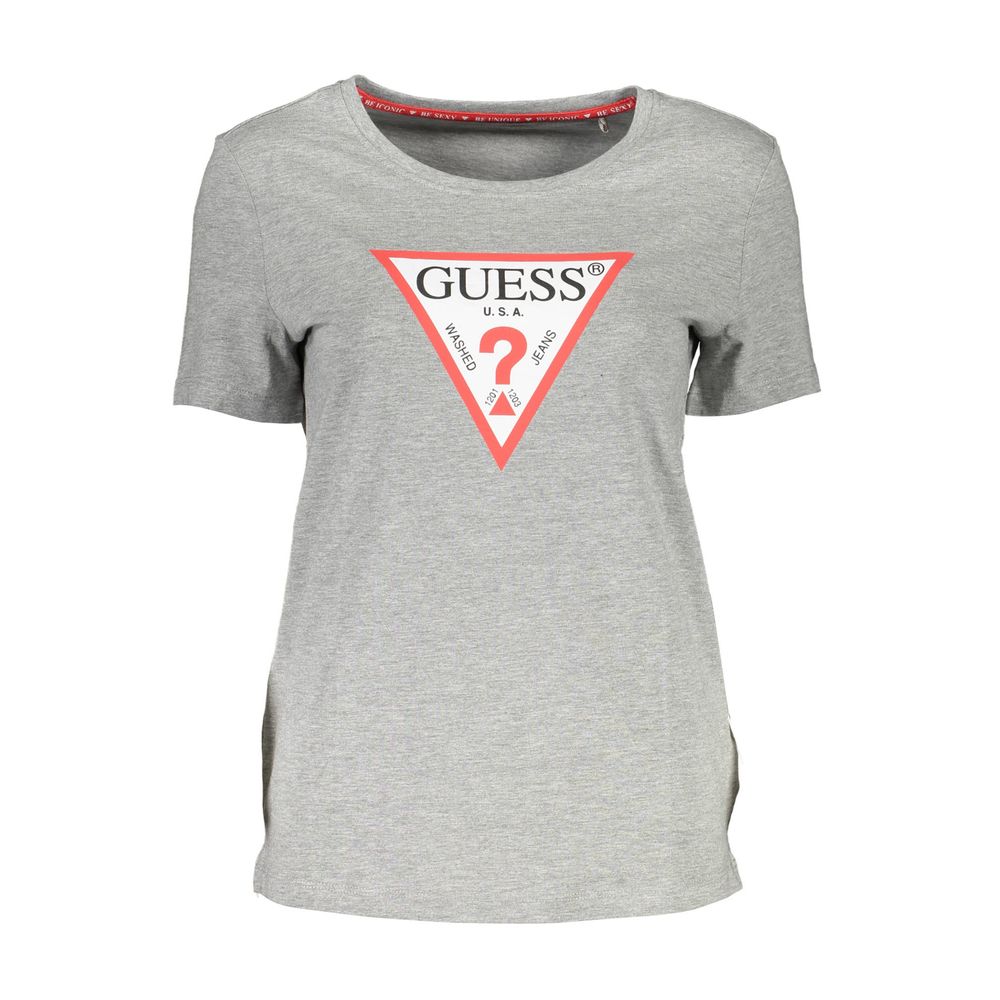 

Коричневая хлопковая женская футболка Guess Shoes