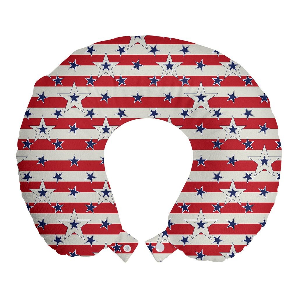

ABAKUHAUS USA Дорожная подушка для шеи, Love My Country America, пенопластовые дорожные принадлежности для самолета и автомобиля, 30x30 см, кокосовый темно-синий красный
