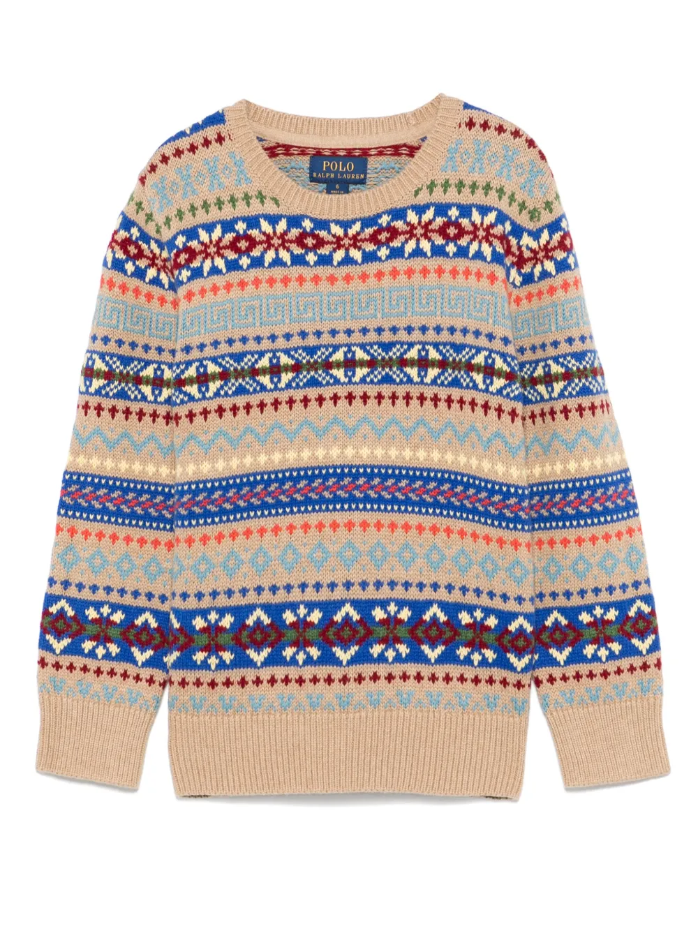 

Свитер вязки интарсия с узором фэр-айл POLO RALPH LAUREN KIDS, нейтральный