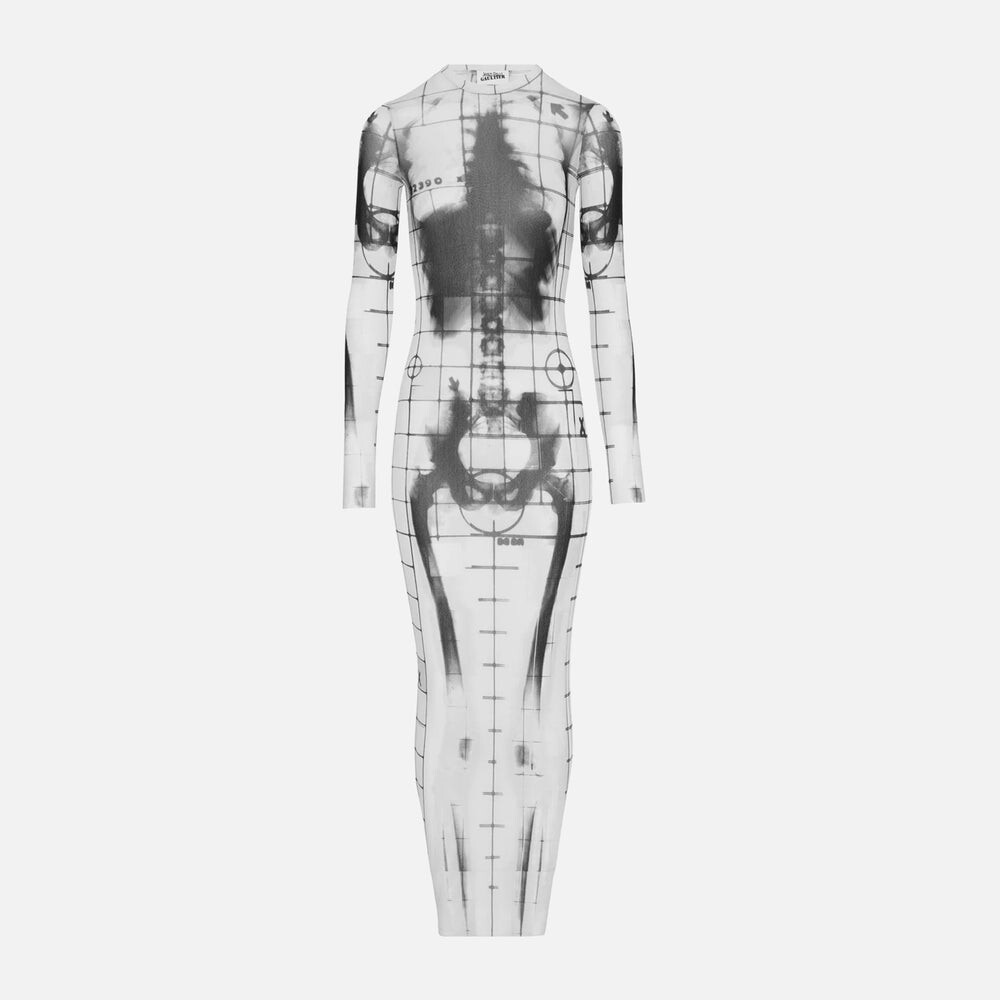

Платье Jean Paul Gaultier Mesh Crew Neck Long Dress, цвет Squeletor White