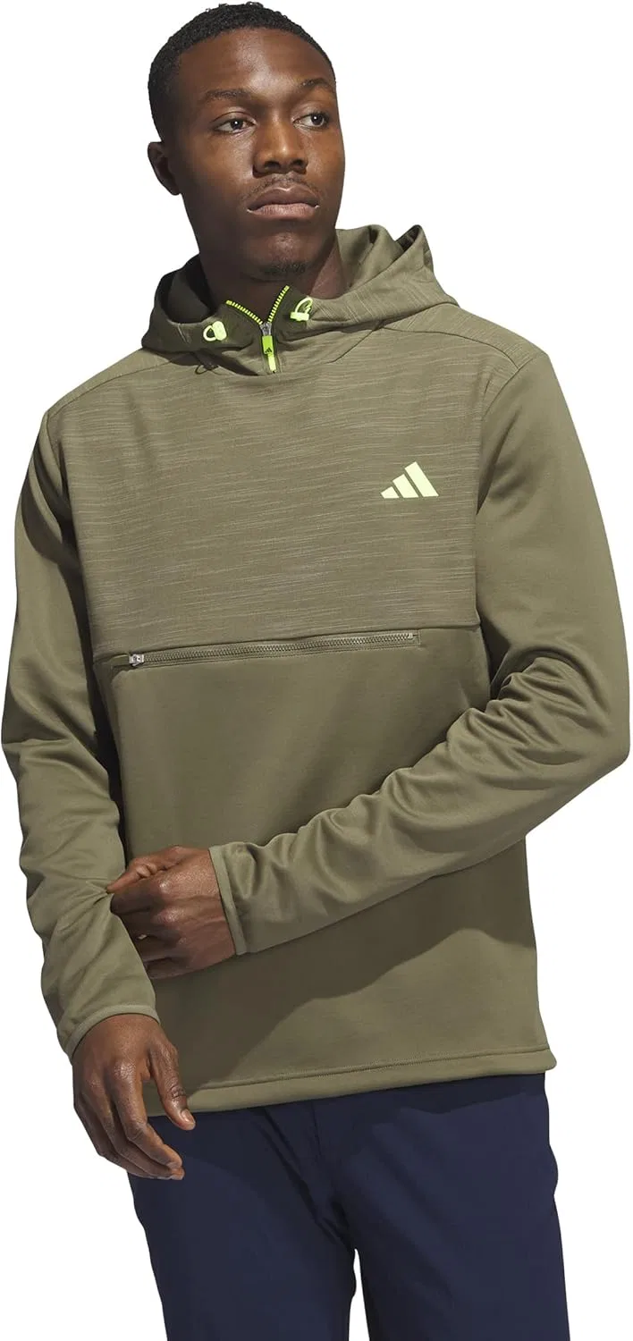 Текстурированный гольф-анорак Adidas для мужчин, оливковый
