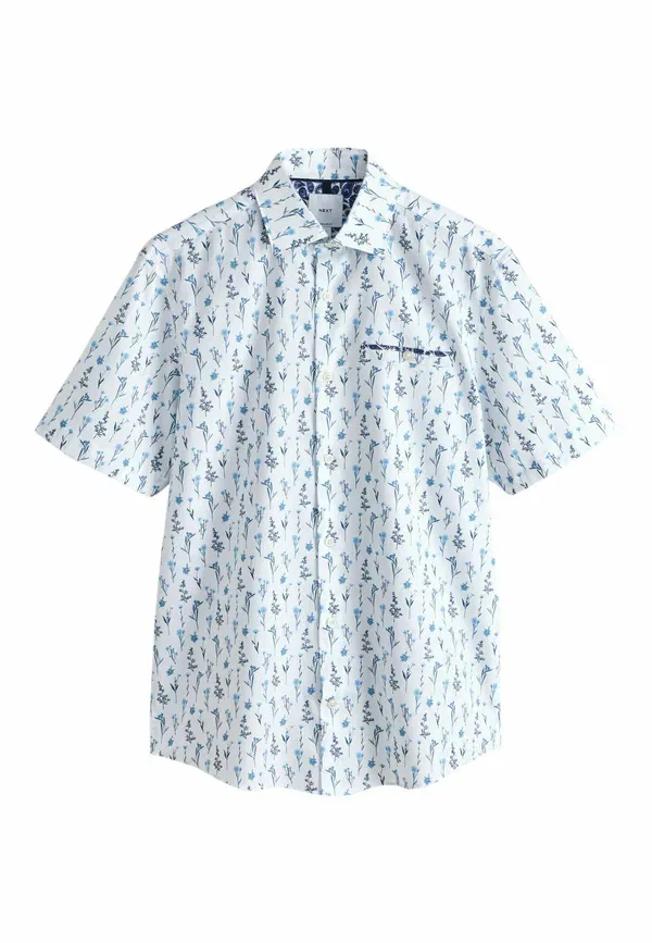 Рубашка Next, Regular fit short sleeve shirt, бело-голубой цветочный