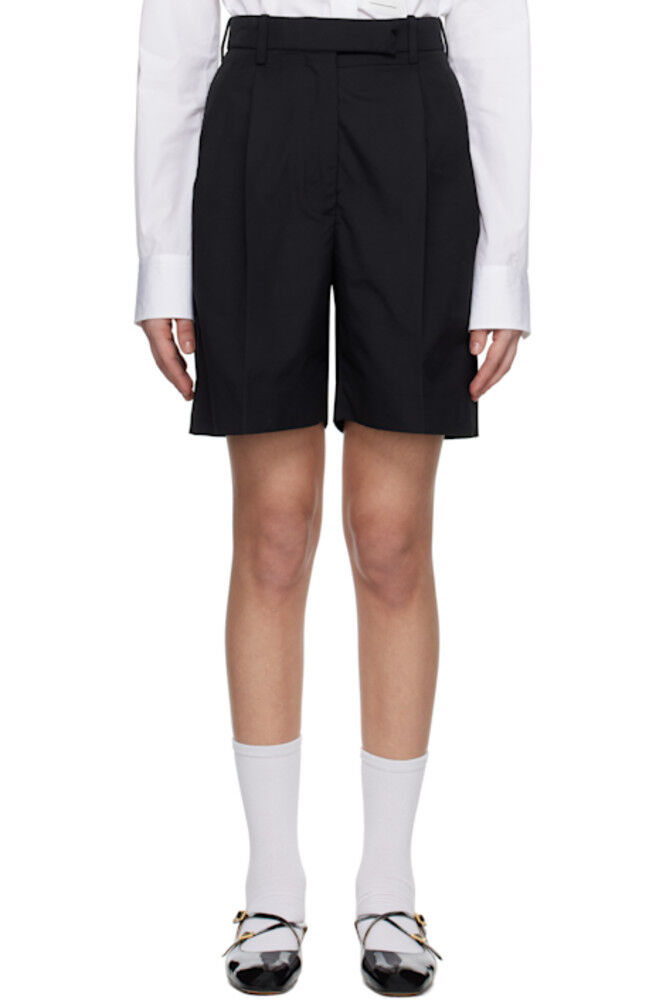 

Черные шорты из ткани «пишущая машинка» с двойной складкой Thom Browne