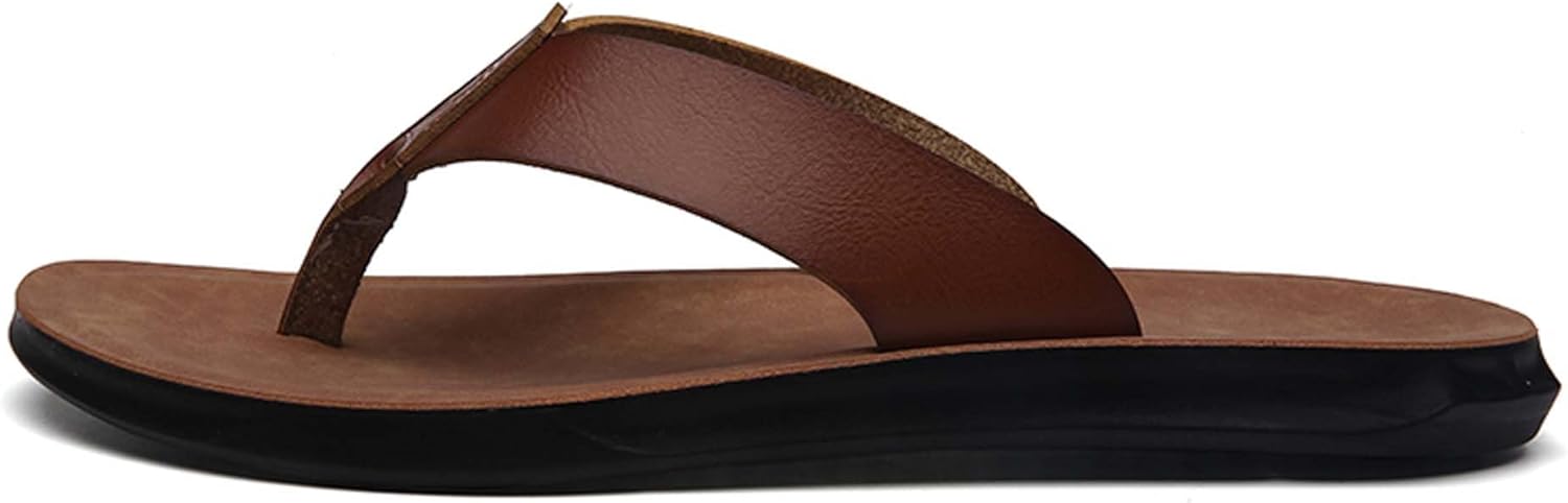 

Мужские премиальные кожаные шлепанцы Vtiao, модные летние сандалии, шлепанцы, противоскользящие, износостойкие, подходят для дома и улицы, коричневый