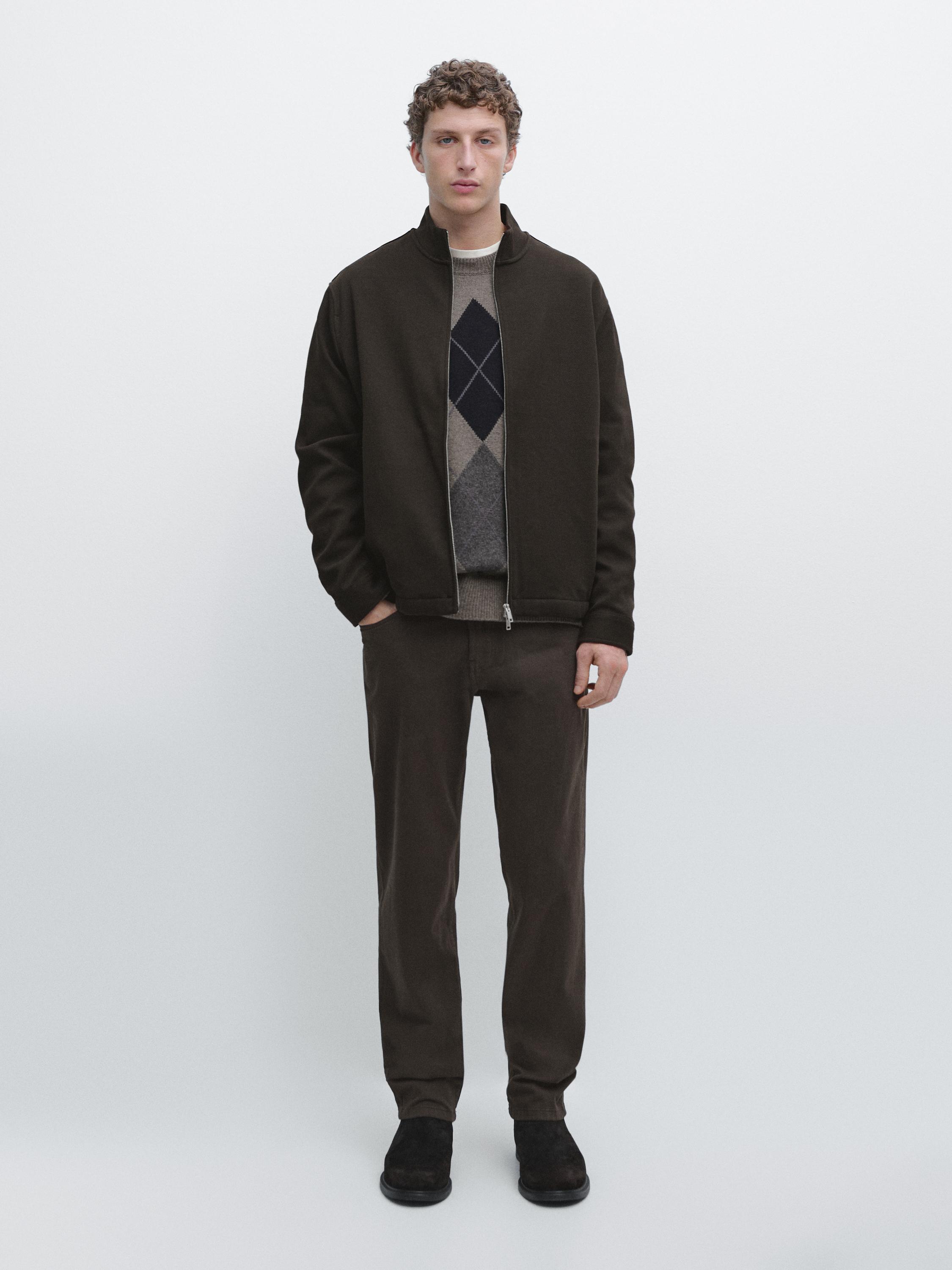 

Вязаный кардиган из хлопковой смеси на молнии Massimo Dutti, brown