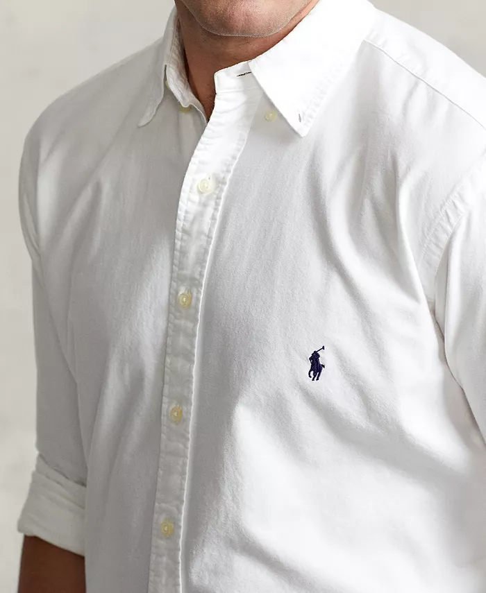 Мужская классическая оксфордская рубашка с длинным рукавом Big & Tall Polo Ralph Lauren, белый — фото 3