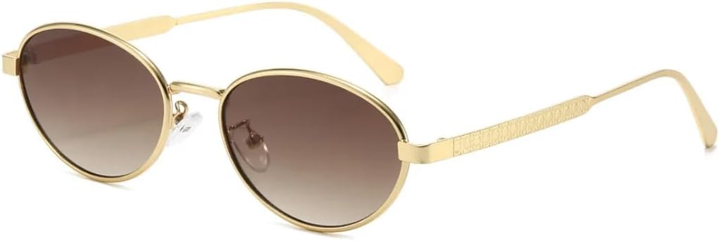 

Роскошные солнцезащитные очки с градиентной овальной оправой для женщин, в стиле панк, универсальные повседневные очки для мужчин, защита от УФ-излучения UV400 SZVVBKK, Golden Tea