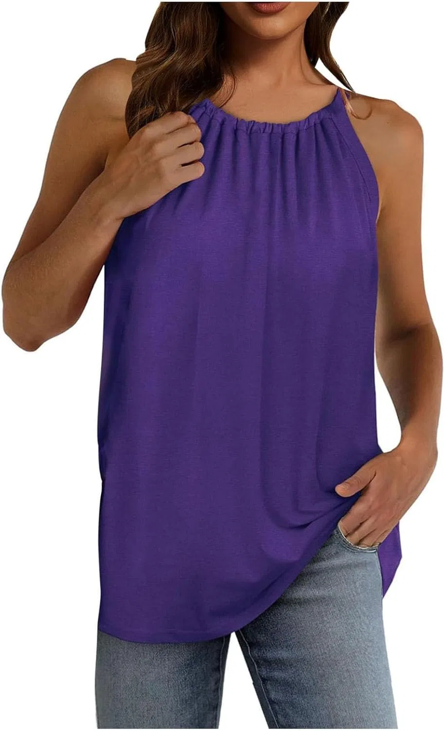 Блуза, повседневная, женская Solid Color, фиолетовый