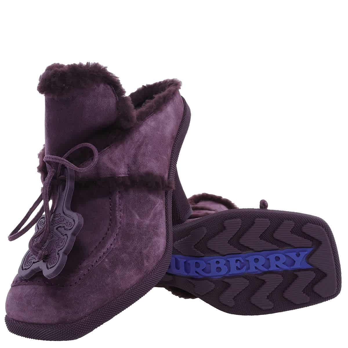 Барберри Квадратный Носок Хайленд Мюли Burberry, Aubergine/Aubergine — фото 2
