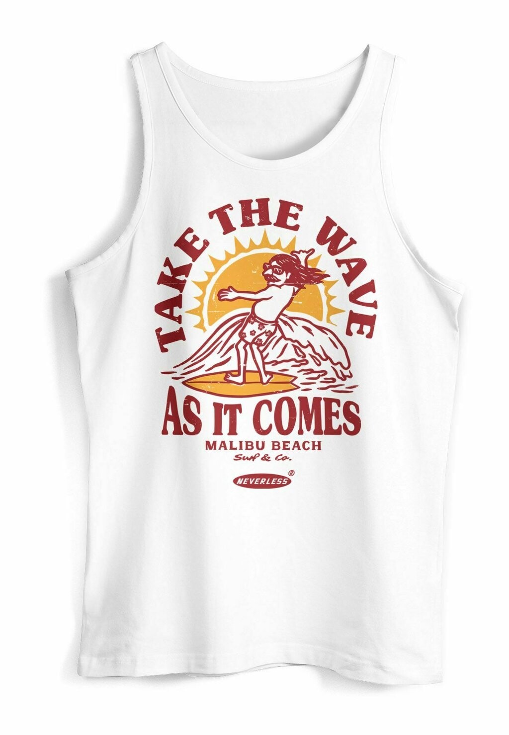 

Топ SURFER SPRUCH TAKE THE WAVE WELLE SURFING FASHIO Neverless, белый