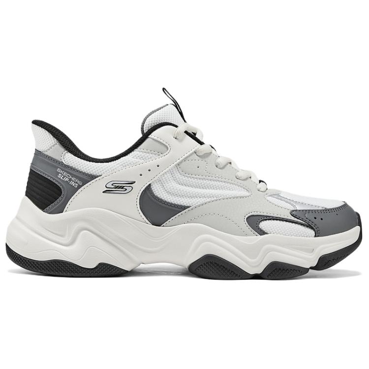Skechers Мужские износостойкие низкие кроссовки DLITES белого и серого цвета — фото 3