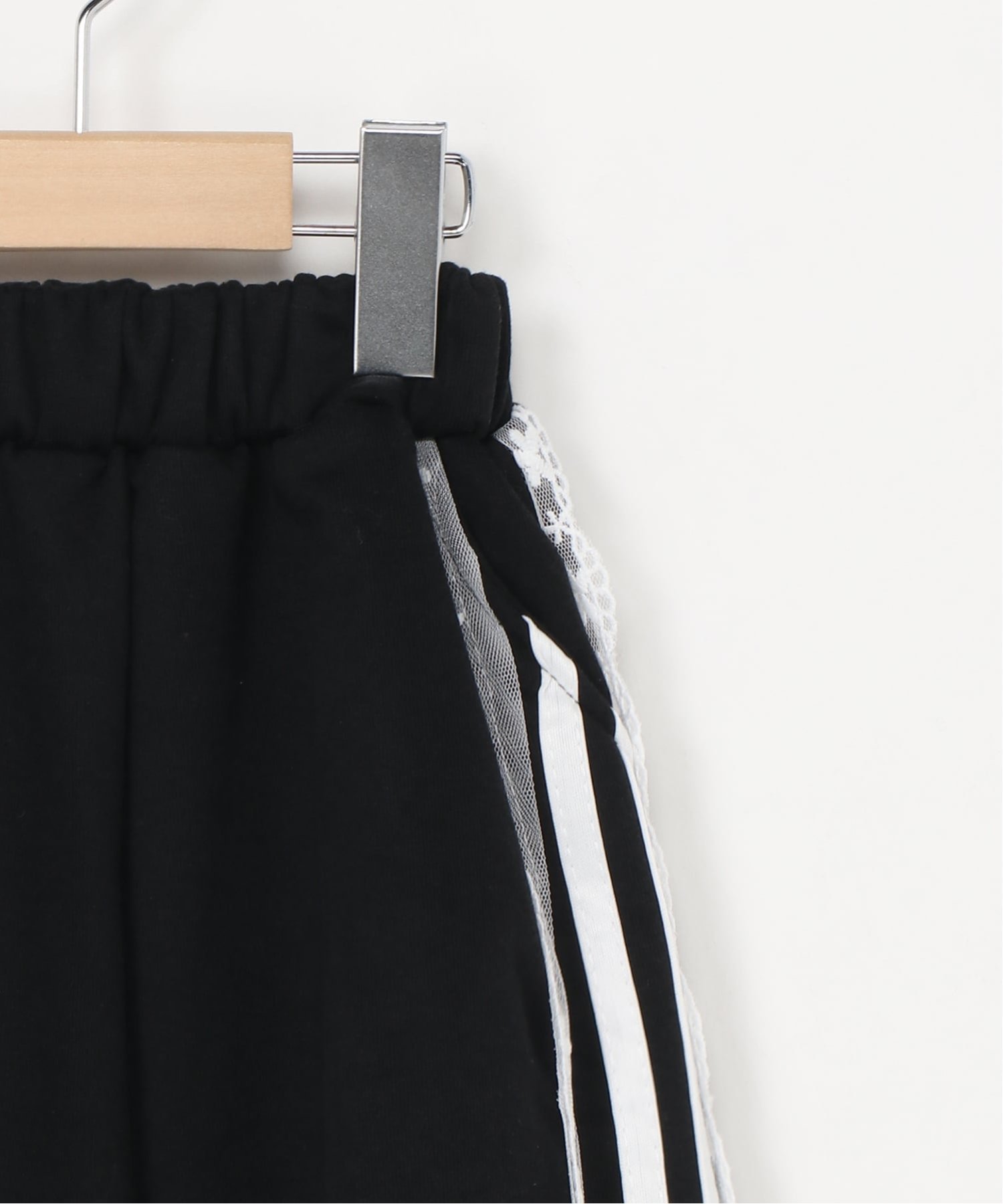 Lulu noix/(K) Широкие спортивные брюки с кружевной отделкой, Black — фото 4