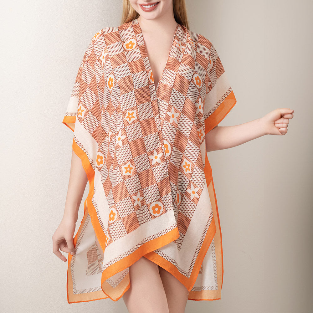 

Кимоно-пончо с цветочным принтом TRUEDAMES, оранжевый