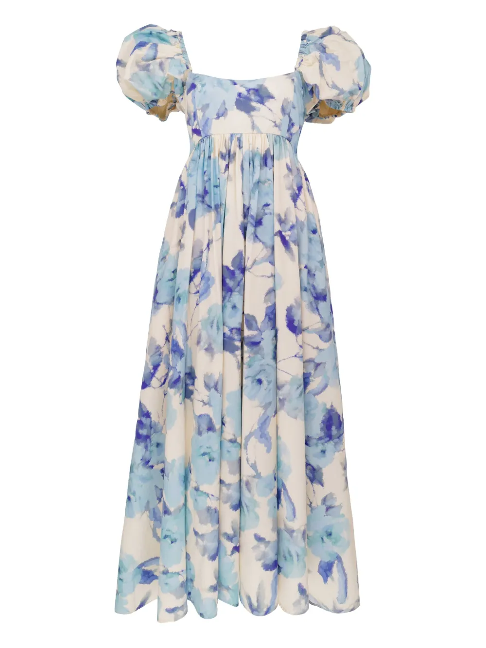 

Миди-платье Rory с пышными рукавами и цветочным принтом AZEEZA, синий