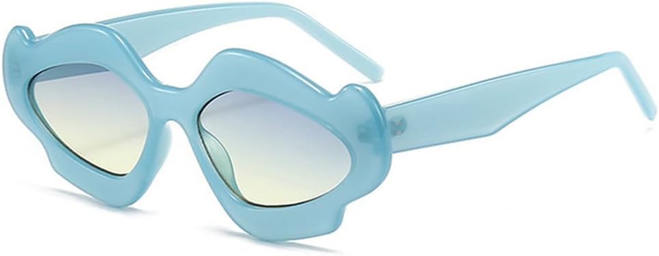 

Солнцезащитные очки «кошачий глаз» для женщин, конфетные цвета, защита от ультрафиолета UV400, ретро-стиль, неровная форма цветка, солнцезащитные очки для мужчин HHZZYVY, Blue Blue Yellow