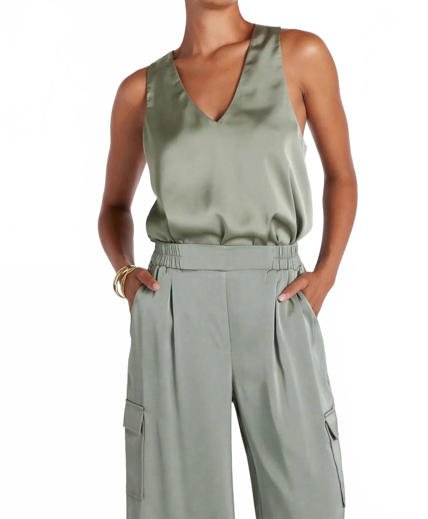 

Атласная майка Renee зеленого цвета Bishop + young