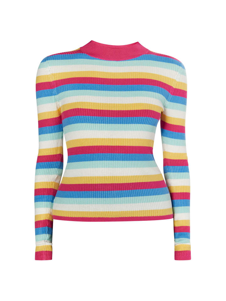 

Женский вязаный свитер в рубчик, розовый, разноцветный myMo