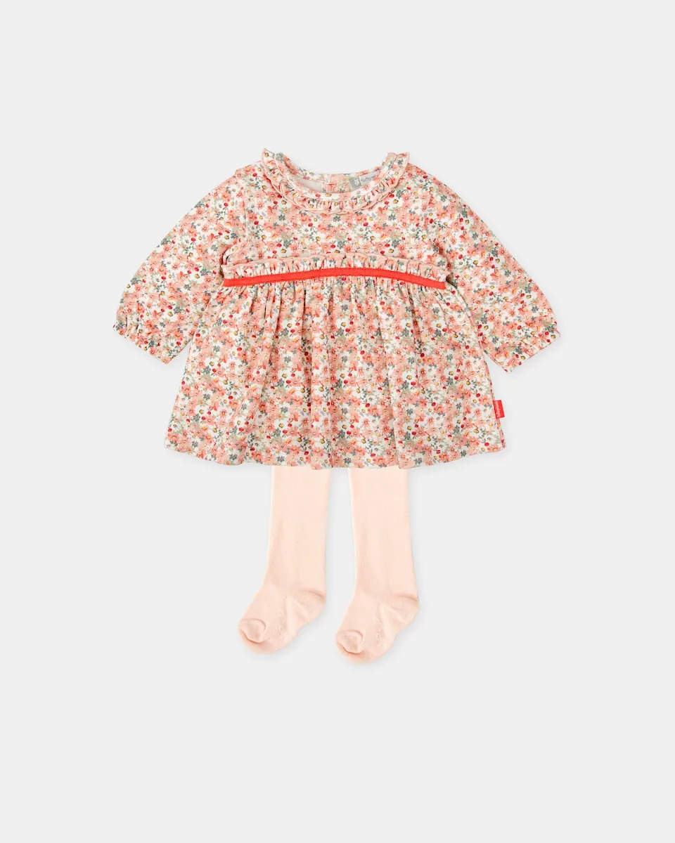 

Детский комплект: платье с цветочным принтом и колготки Tutto Piccolo, розовый