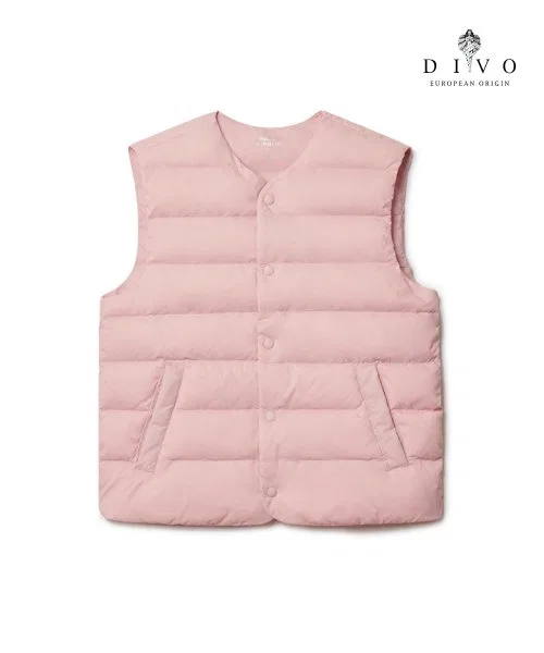 Жилет пуховый MUSINSA STANDARD KIDS с круглым вырезом, розовый — фото 2