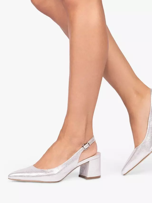 Туфли-лодочки Paradox London Imelda Shimmer Block Heel Sling Back, серебряный — фото 2