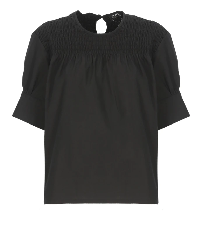 

Черная хлопковая блузка с короткими рукавами A.P.C., черный