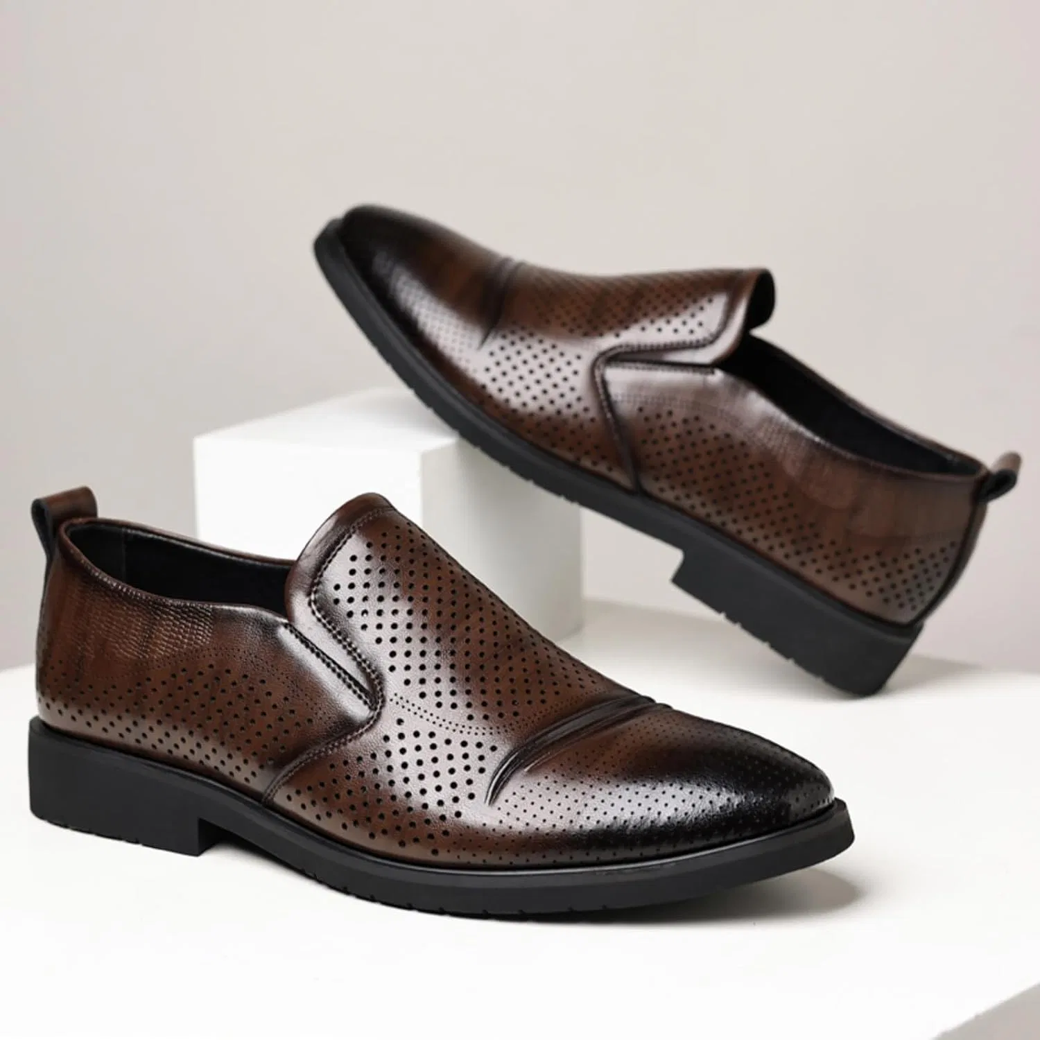 Туфли броги Leather Dress Shoes, коричневый — фото 3