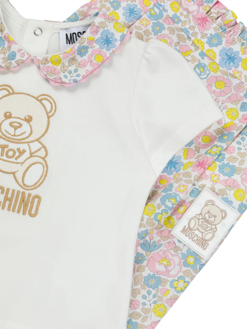 Комплект из топа и брюк с цветочным принтом Moschino Kids, белый — фото 3