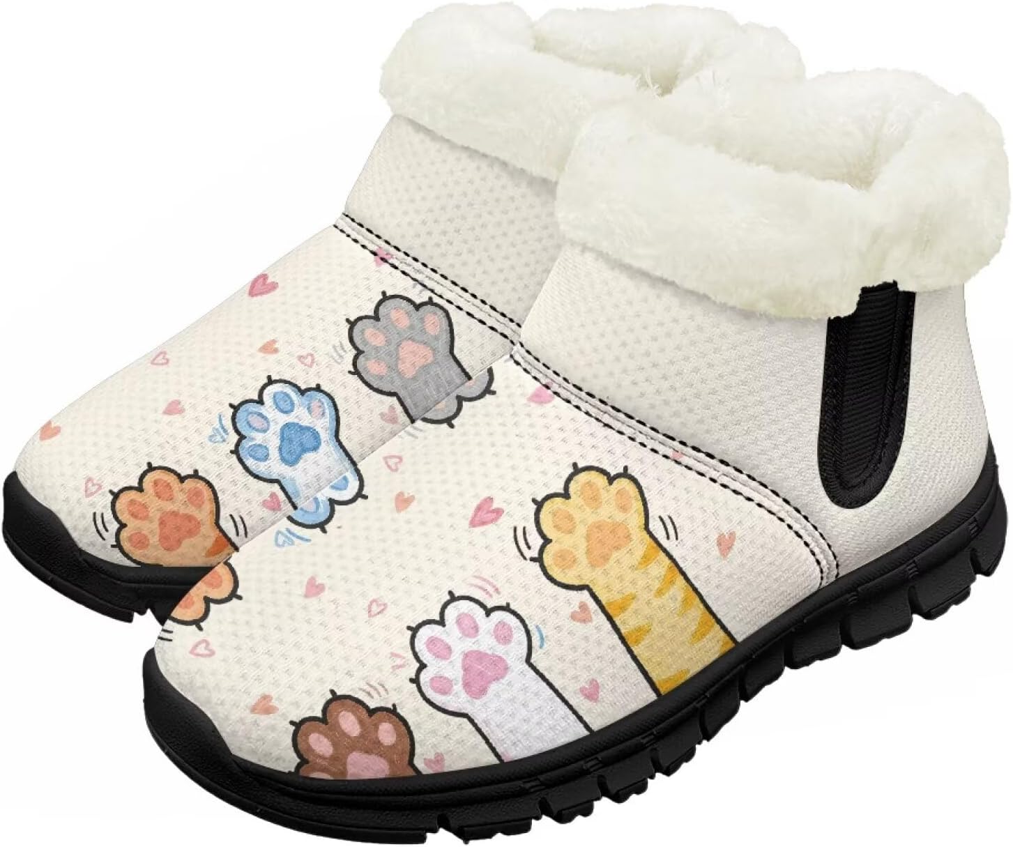 

Зимние ботинки Chririnla для девочек и мальчиков, детские зимние сапожки для малышей, теплые обувь с меховой подкладкой, модные ботильоны, обувь с нескользящей подошвой, Cartoon Cat Paws