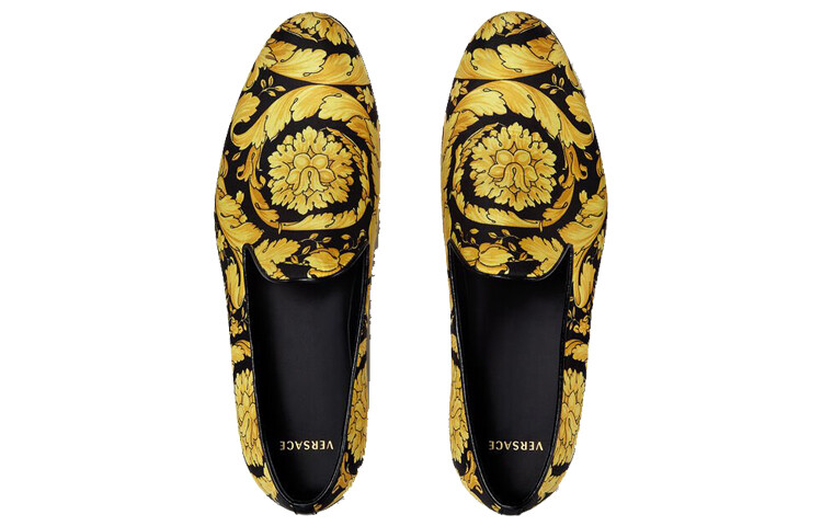 Женские туфли Versace с принтом, желто-черный — фото 4