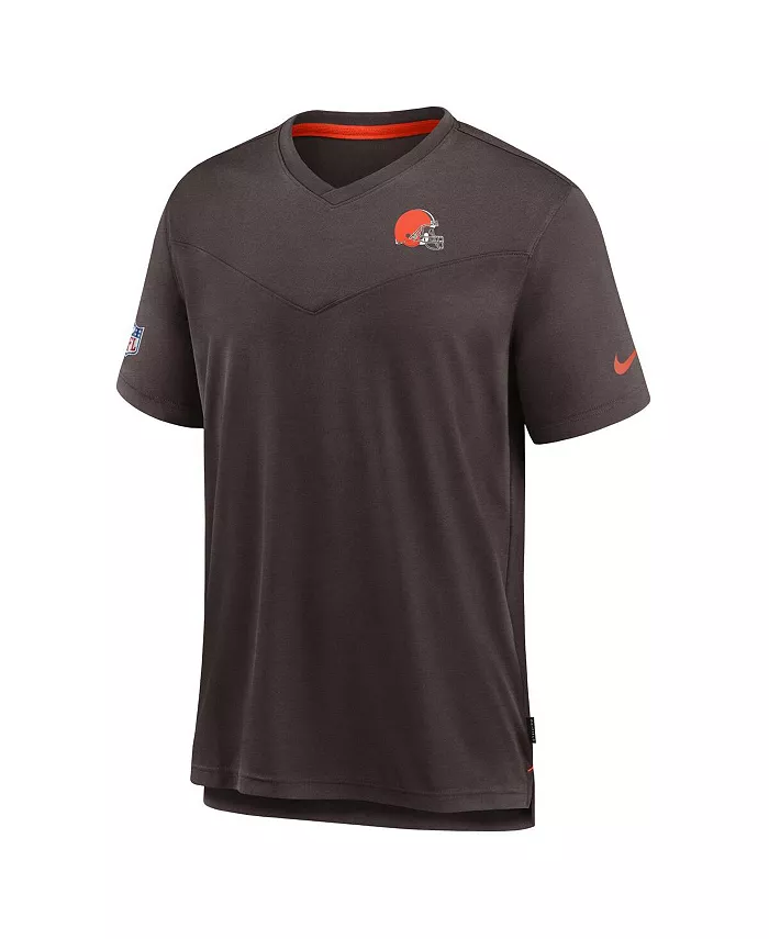 Мужская футболка с V-образным вырезом Cleveland Browns 2022 Sideline Coach Chevron Lock Up Performance, коричневая Nike — фото 3