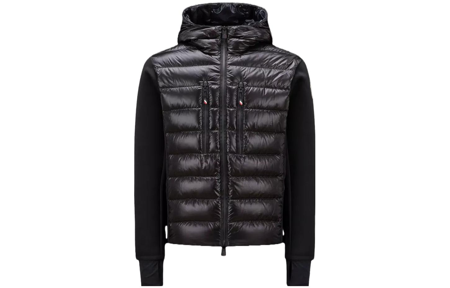 

Moncler Grenoble Пуховик с вязаными рукавами для отдыха после катания, Black