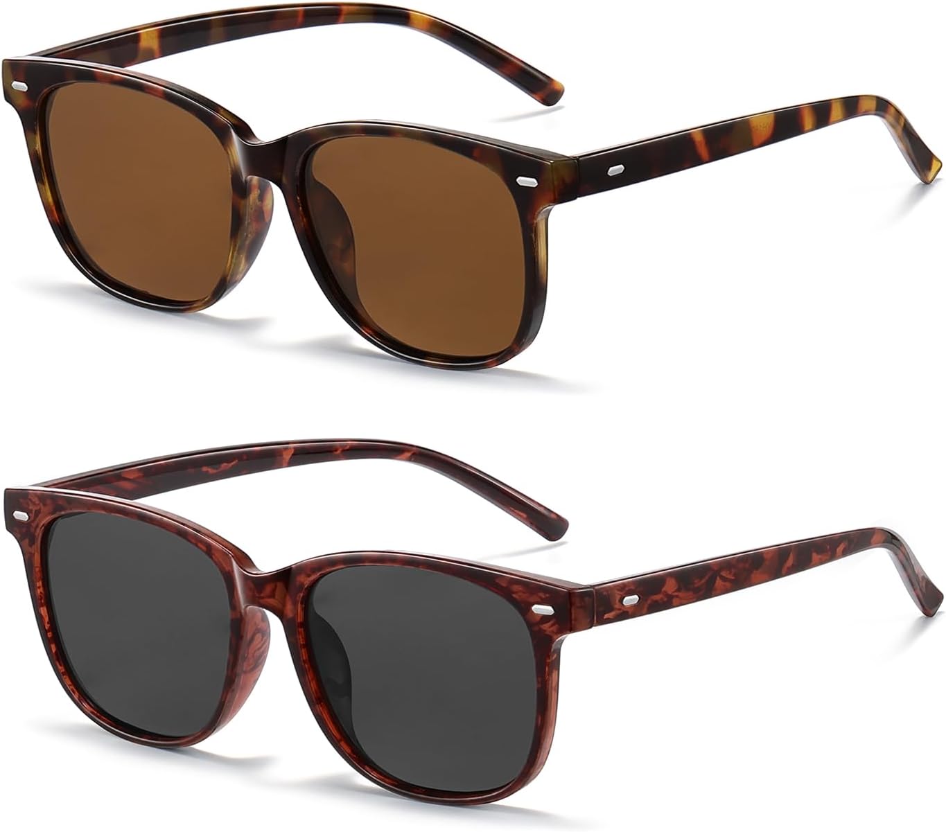 

Женские поляризованные солнцезащитные очки HAOLOTA, классические круглые солнцезащитные очки для вождения, рыбалки, легкие, с защитой от УФ-излучения UV400, S08 Brown Tortoise/Brown + Purple Tortoise/Grey