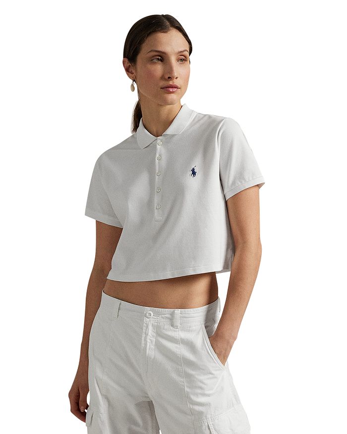 

Поло Lauren Ralph Lauren укороченное из стрейч-пике Ralph Lauren, белый