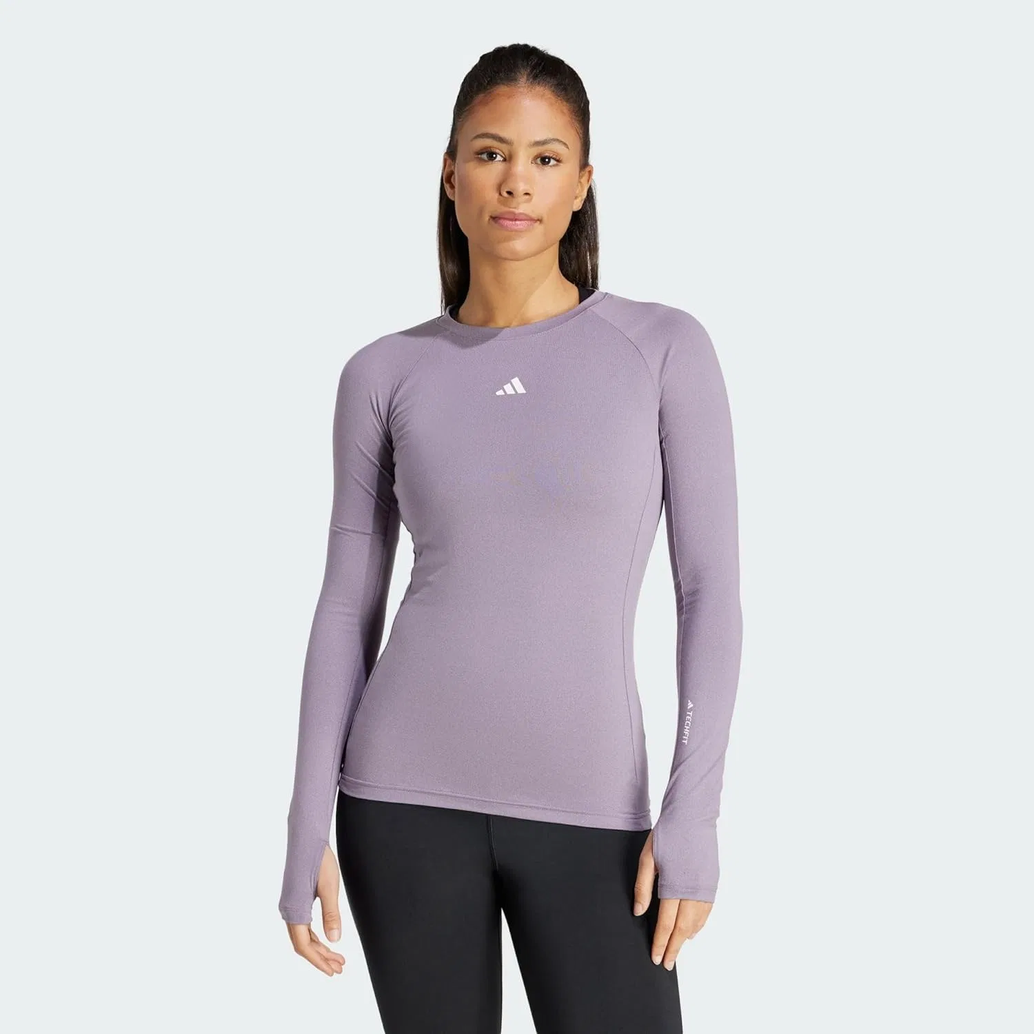 Тренировочная футболка adidas Techfit для женщин, Shadow Purple — фото 2