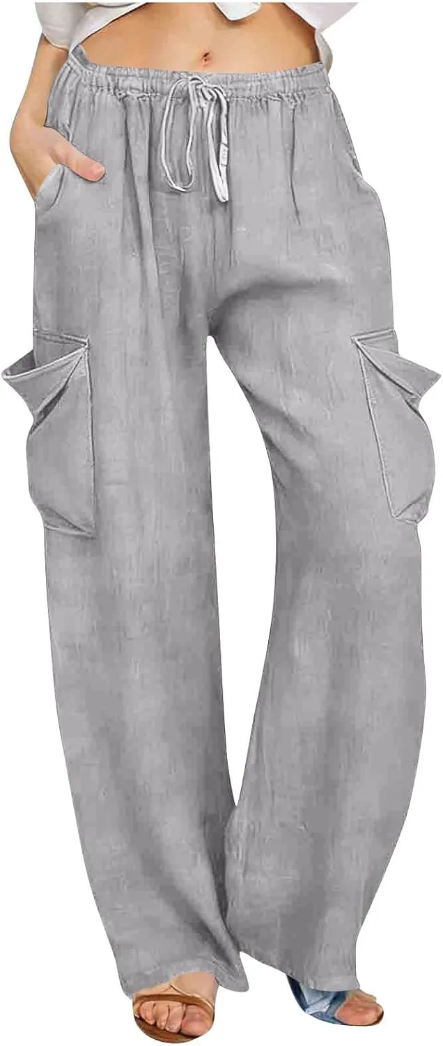 

Прямые брюки Faux Jeans для женщин, свободные, на резинке, с высокой талией HGps8w