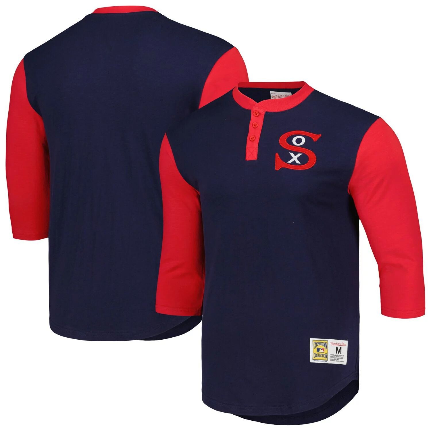 

Мужская темно-синяя футболка Mitchell & Ness Chicago White Sox Cooperstown Collection Legendary Slub Henley с рукавами 3/4, Синий, Мужская темно-синяя футболка Mitchell & Ness Chicago White Sox Cooperstown Collection Legendary Slub Henley с рукавами 3/4