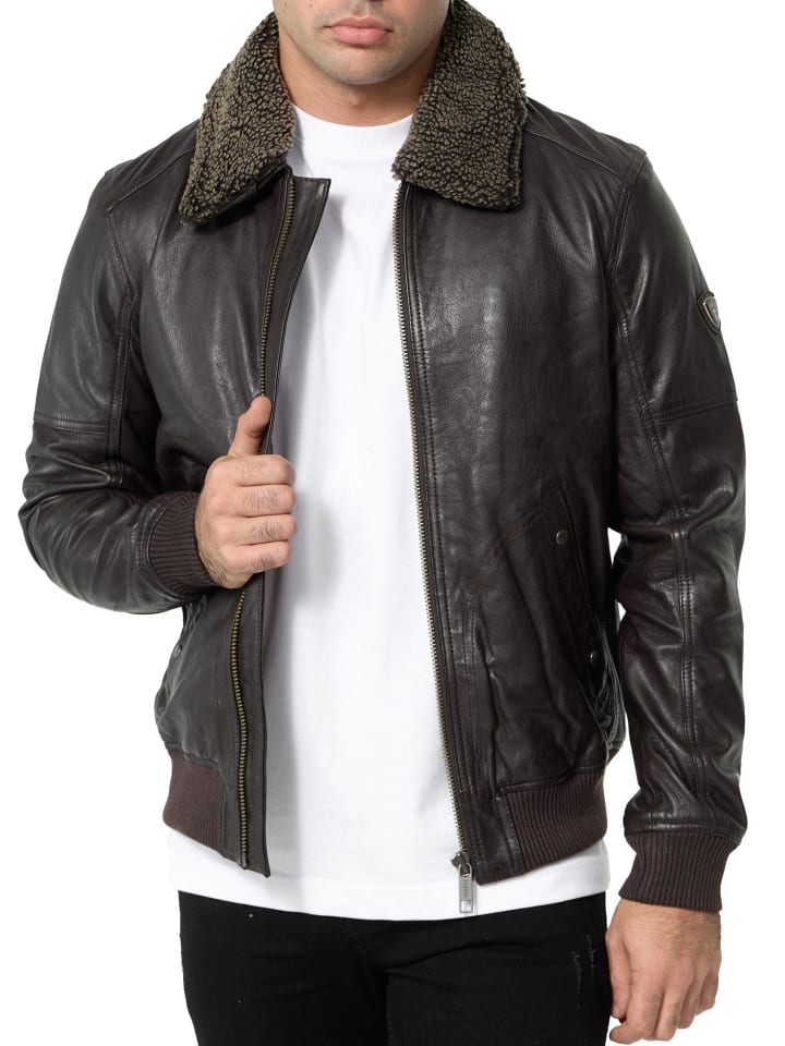 

Кожаная куртка Tazzio, коричневый