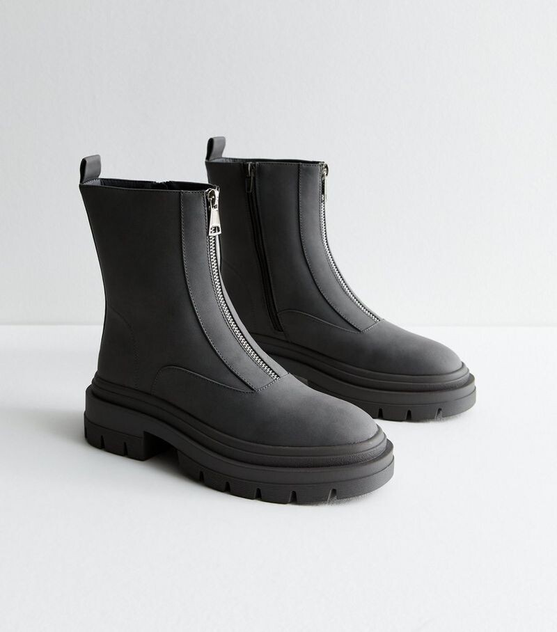 

Серые массивные ботильоны на молнии New Look, серый