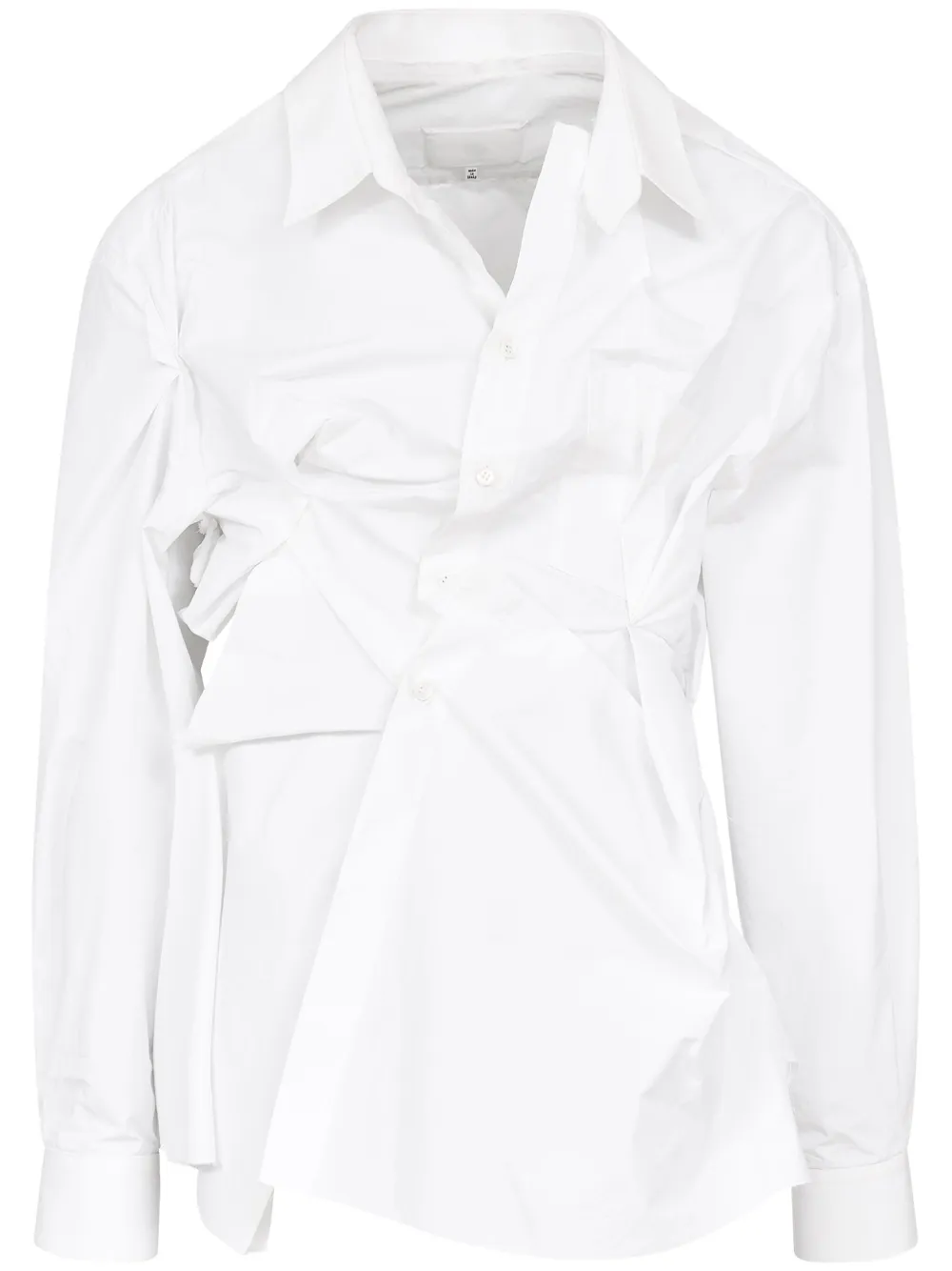 

Рубашка асимметричного кроя со сборками MAISON MARGIELA, белый