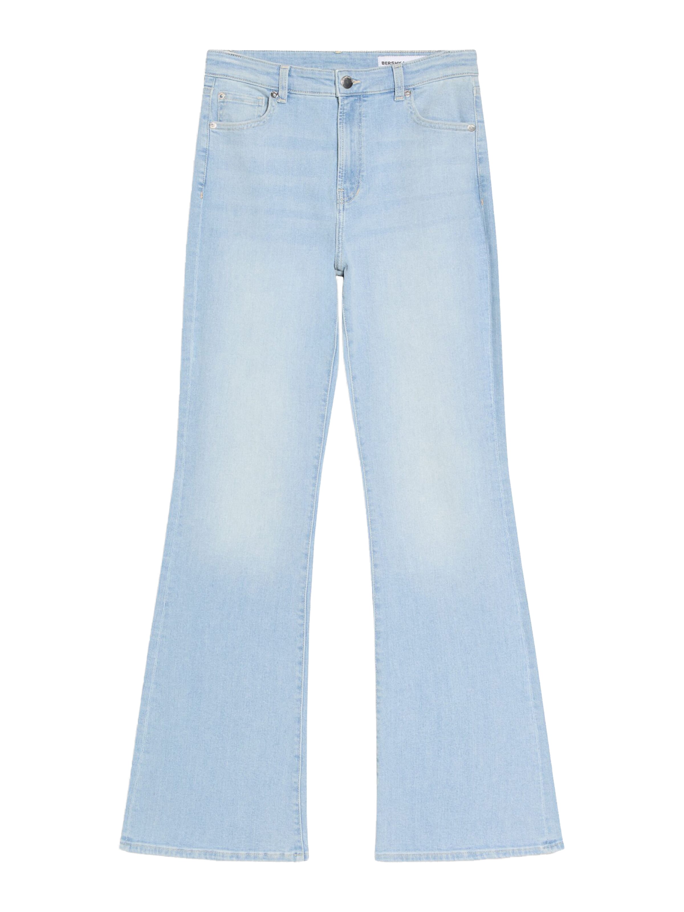 

Bershka Расклешенные джинсы в светло-голубом цвете