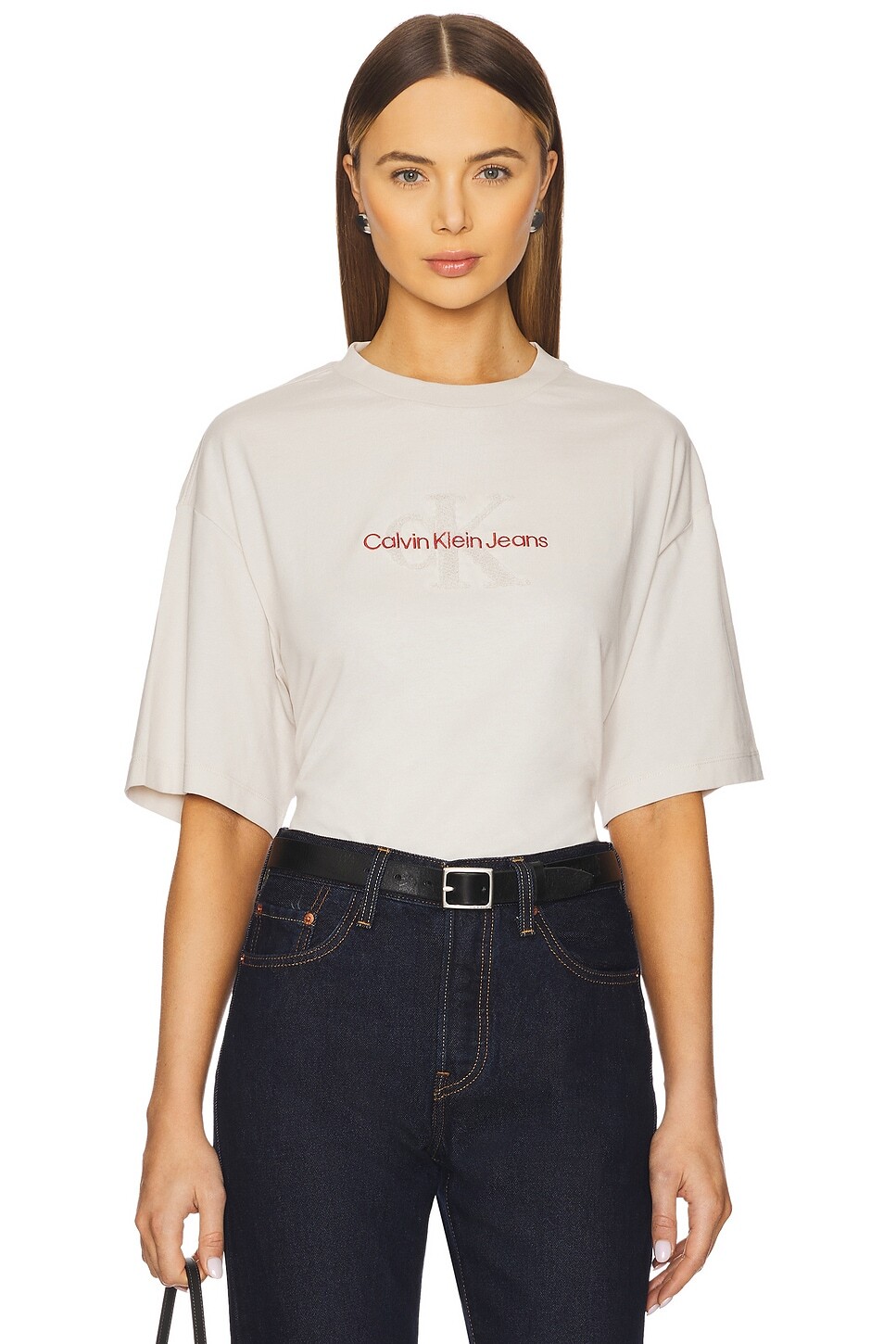 

Футболка с коротким рукавом из архивного джерси с логотипом Calvin Klein, цвет chalk