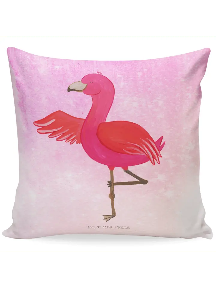 

Подушка Mr & Mrs Panda 40x40 Flamingo Yoga, цвет aquarell pink