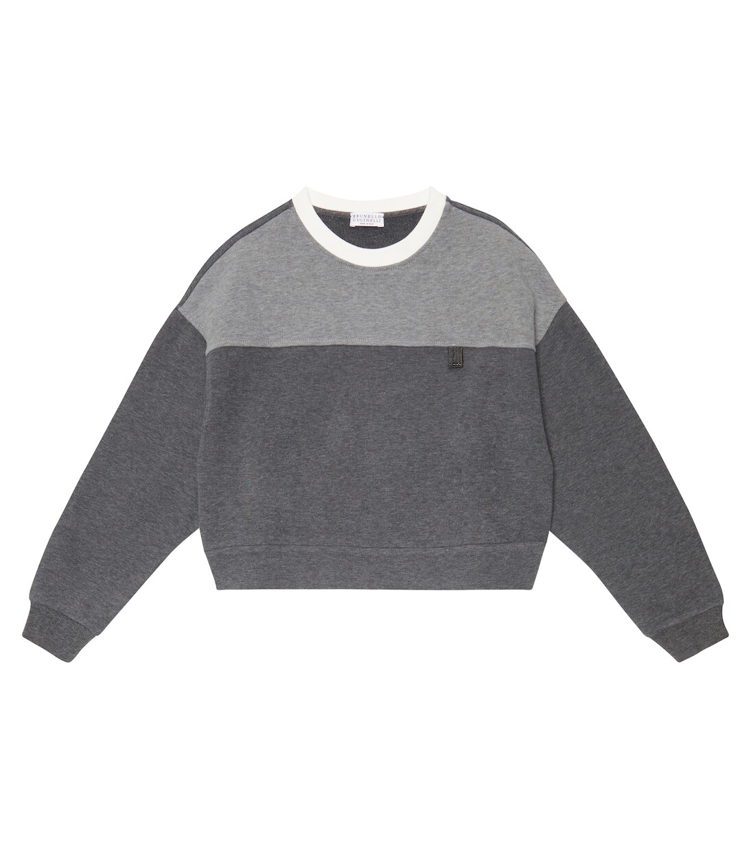 

Украшенная толстовка из хлопкового джерси Brunello Cucinelli Kids, серый