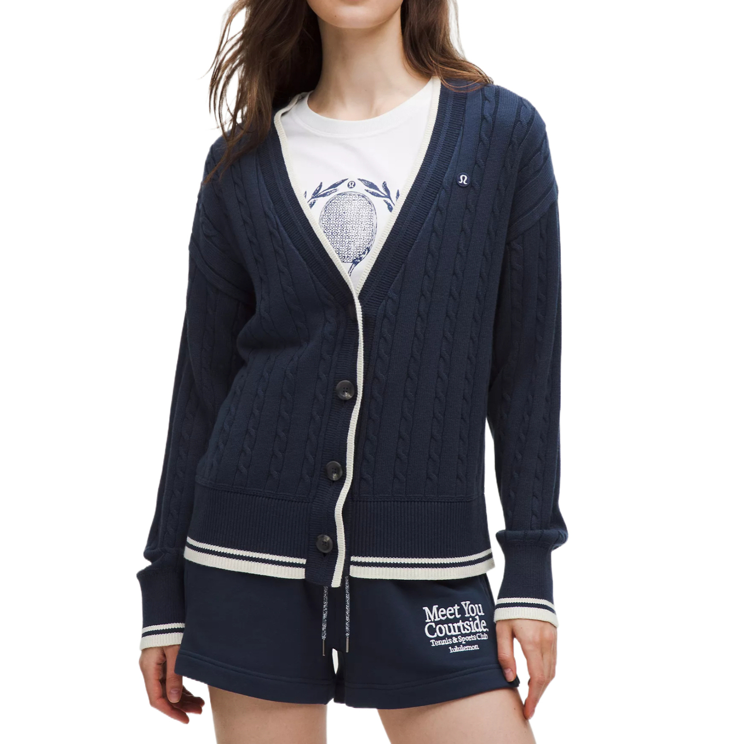 

Топ женский Lululemon, синий/светло-слоновая кость