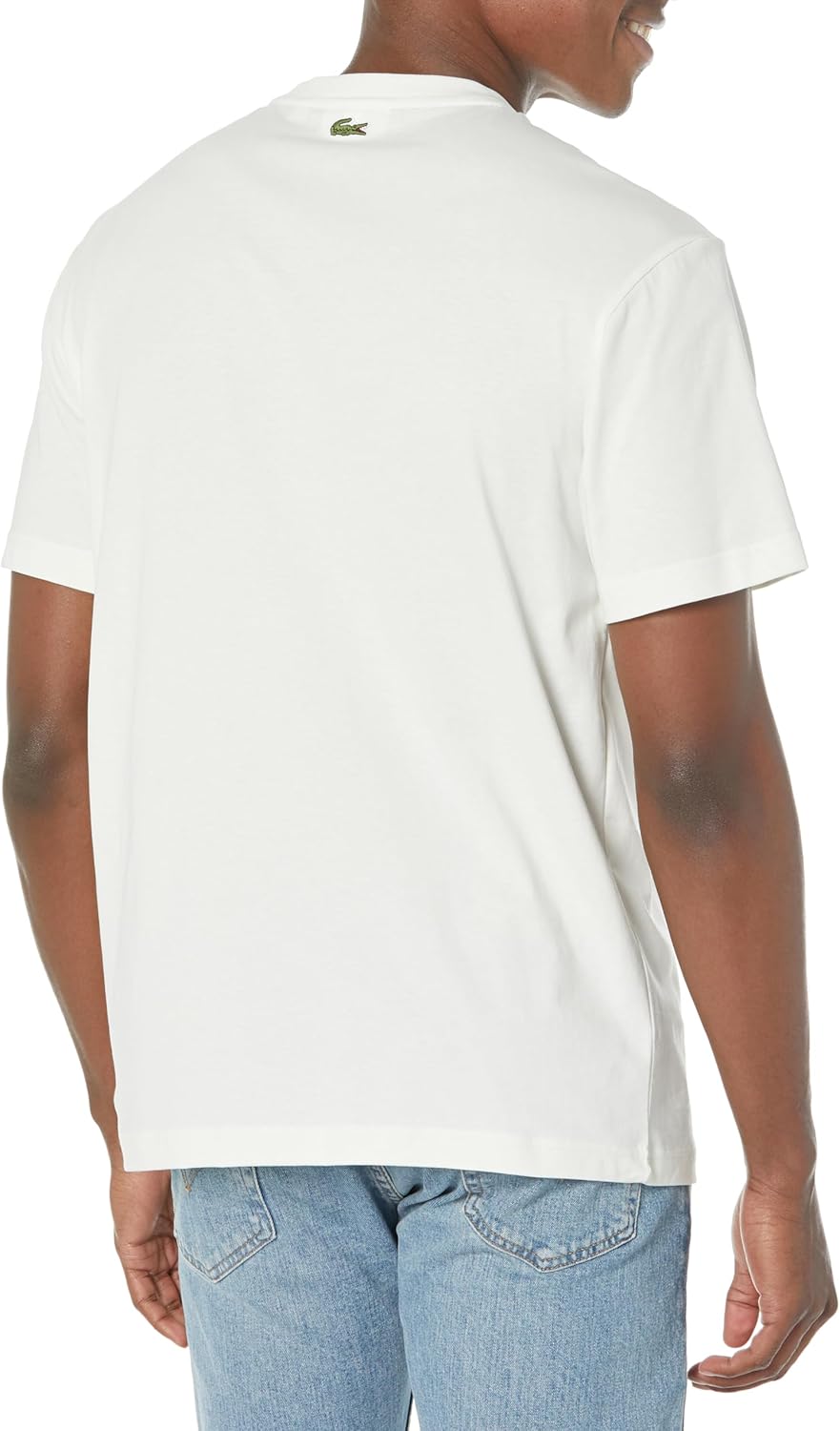 Мужская футболка Lacoste Classic Fit с круглым вырезом и коротким рукавом, фирменная, Farine — фото 2
