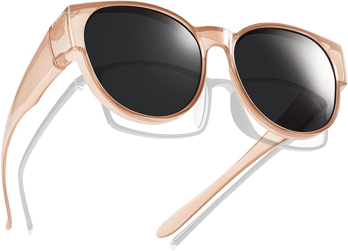 

Поляризованные солнцезащитные очки для женщин и мужчин, предназначенные для вождения, с защитой от УФ-излучения UV400, оправа «кошачий глаз» TINHAO, Light Brown Frame/Black Lens